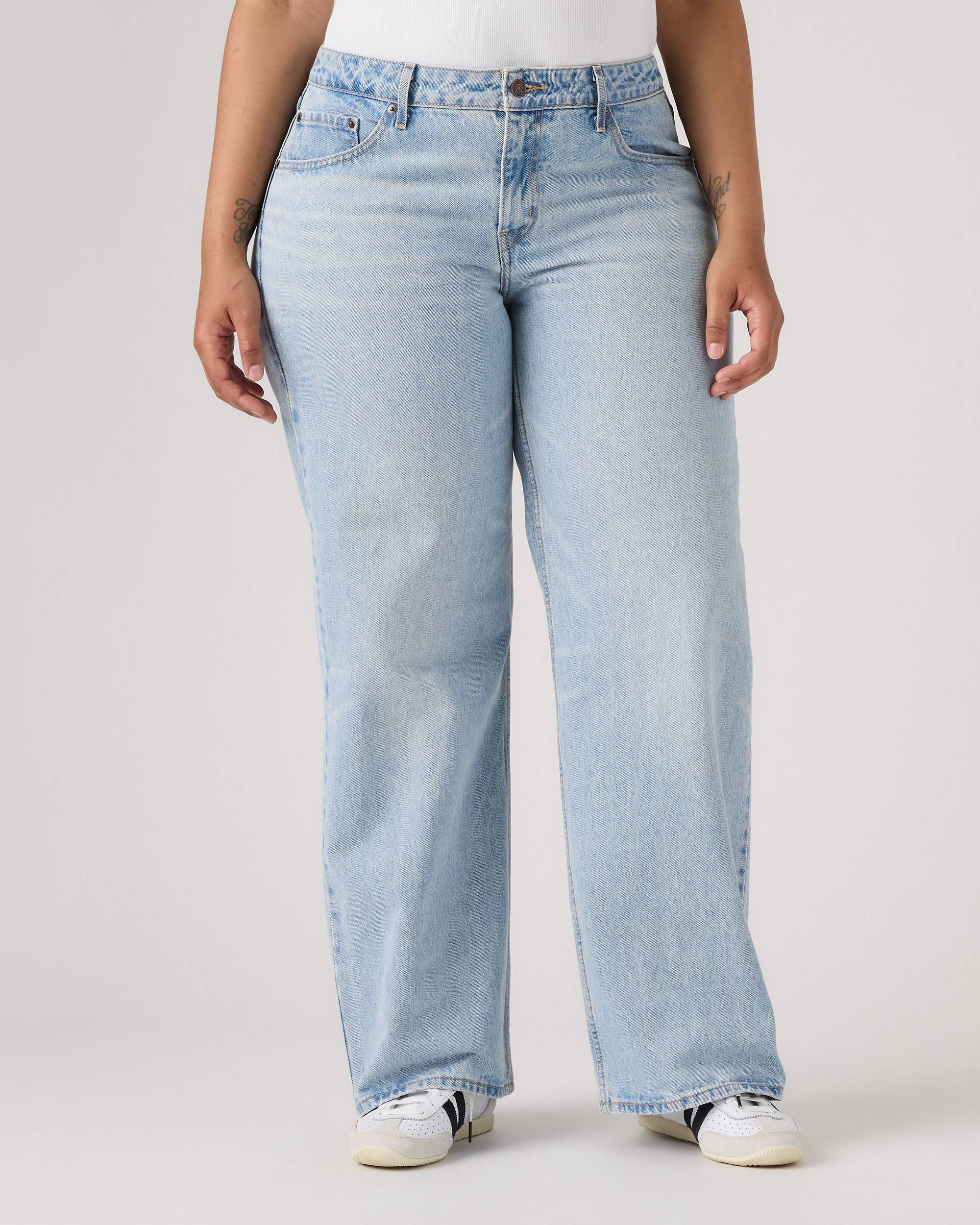 Loose Wide-Leg Sky Blue Jeans