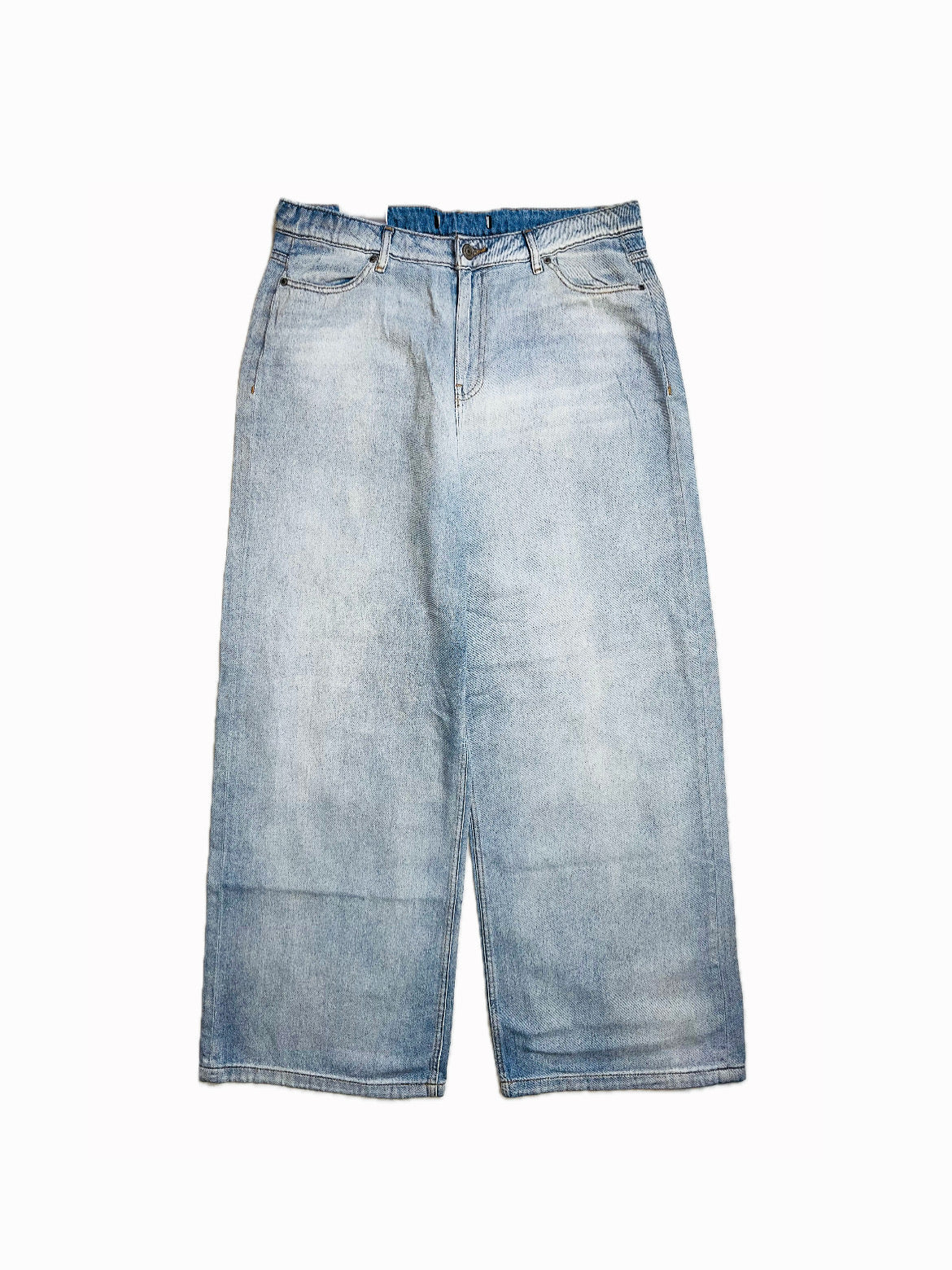 Loose Wide-Leg Sky Blue Jeans