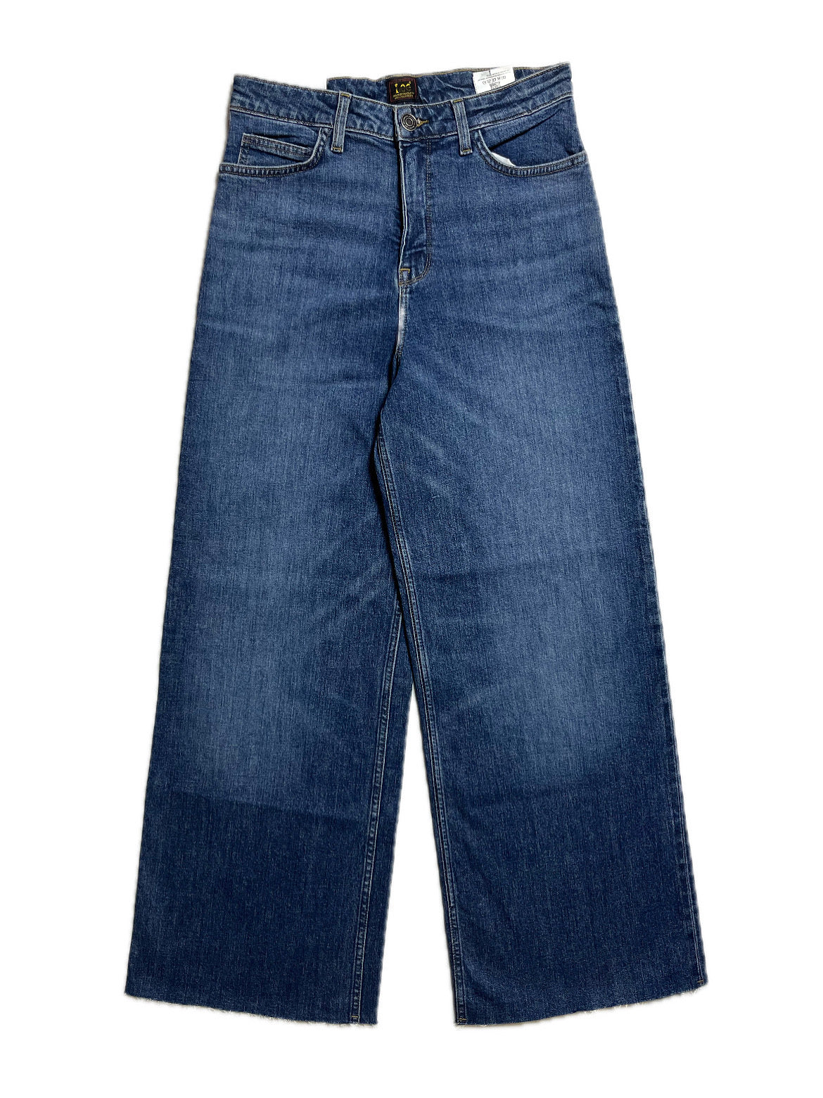 Wide-Leg Washed Blue Denim