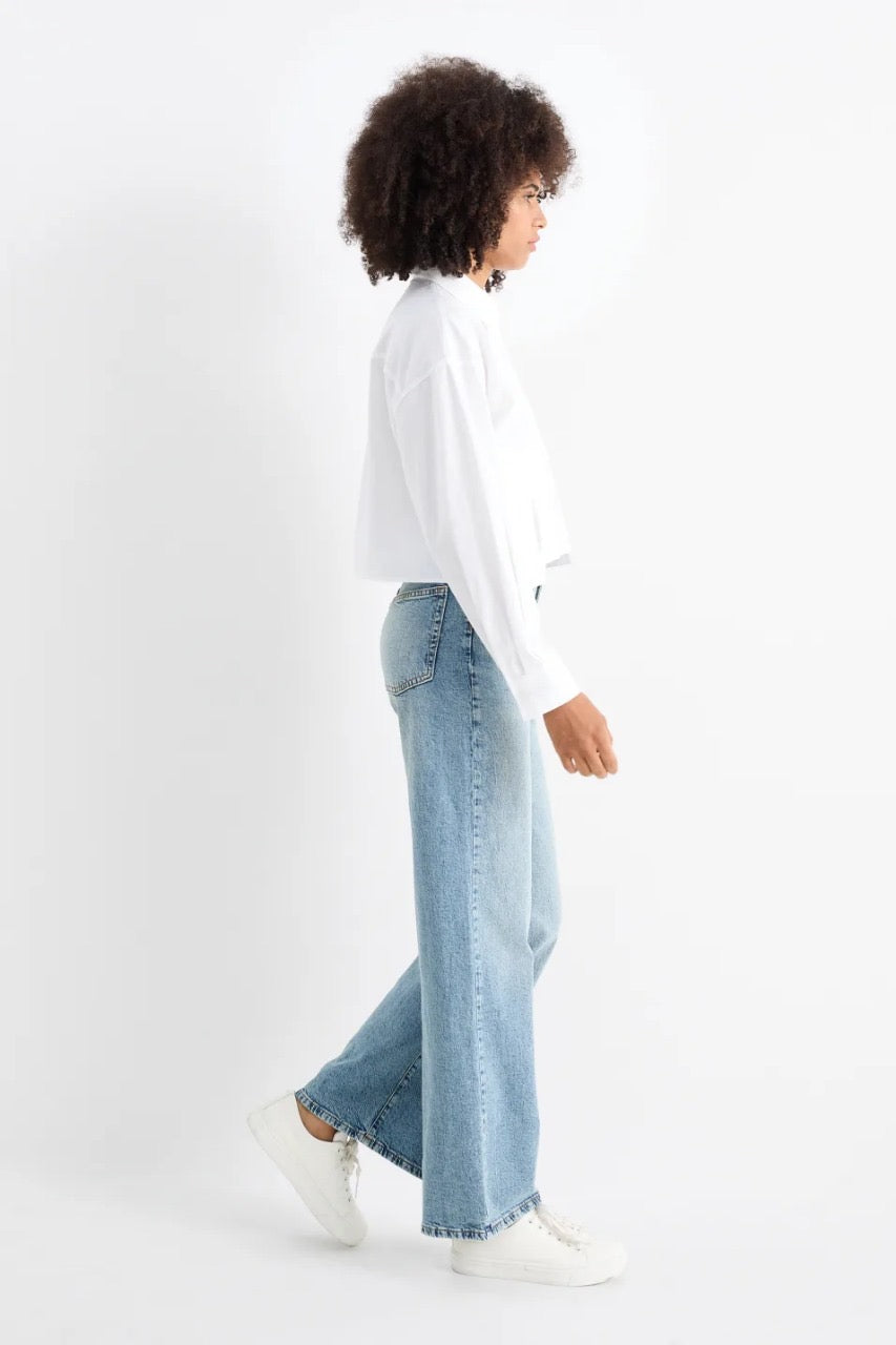 Wide Leg Long Length Jeans