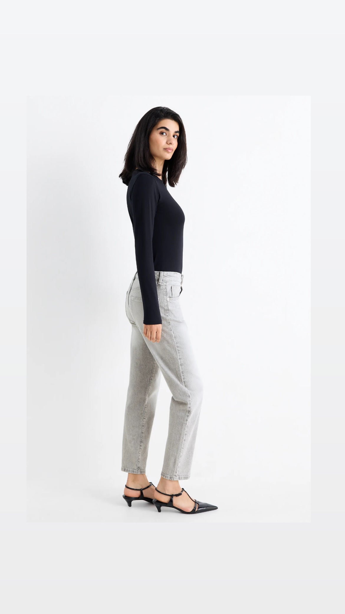 Mom Jeans Light-Grey