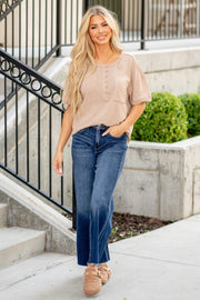 Wide-Leg Washed Blue Denim