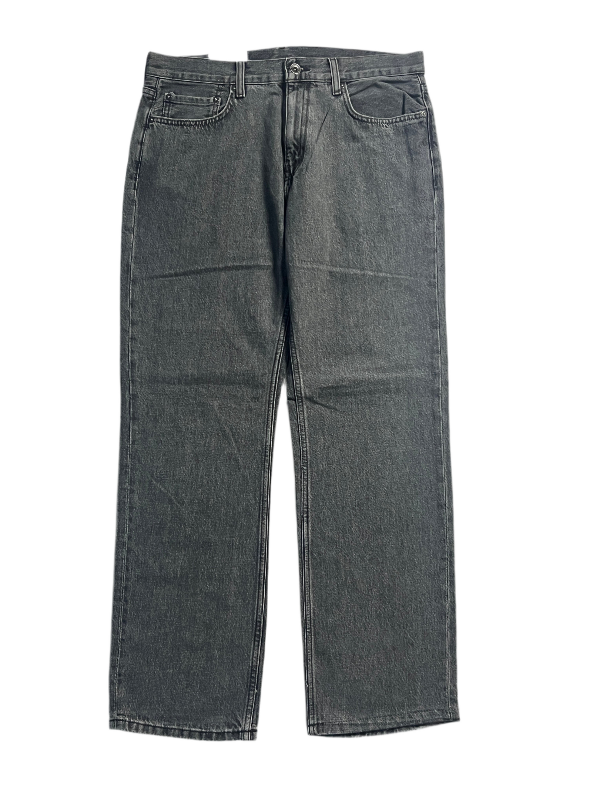 Pair of gray jeans on a white background