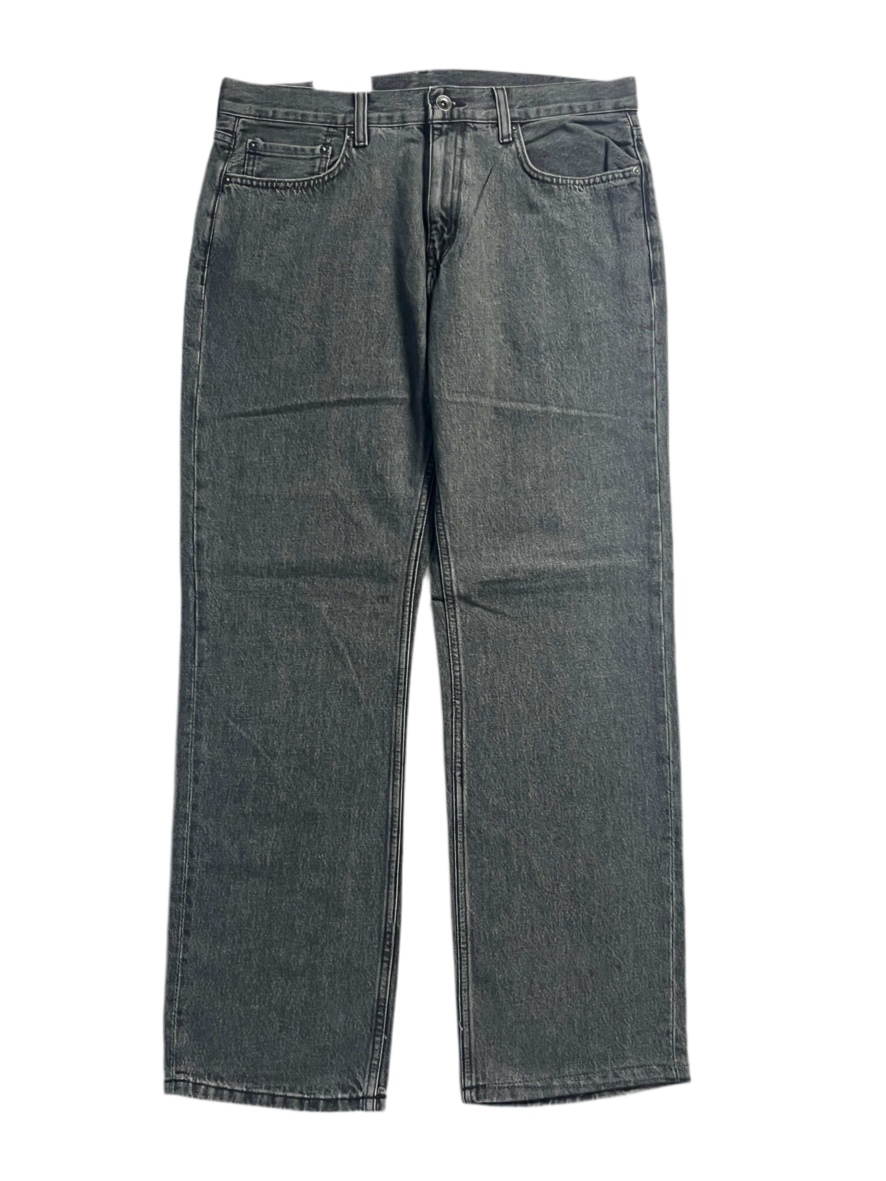 Pair of gray jeans on a white background