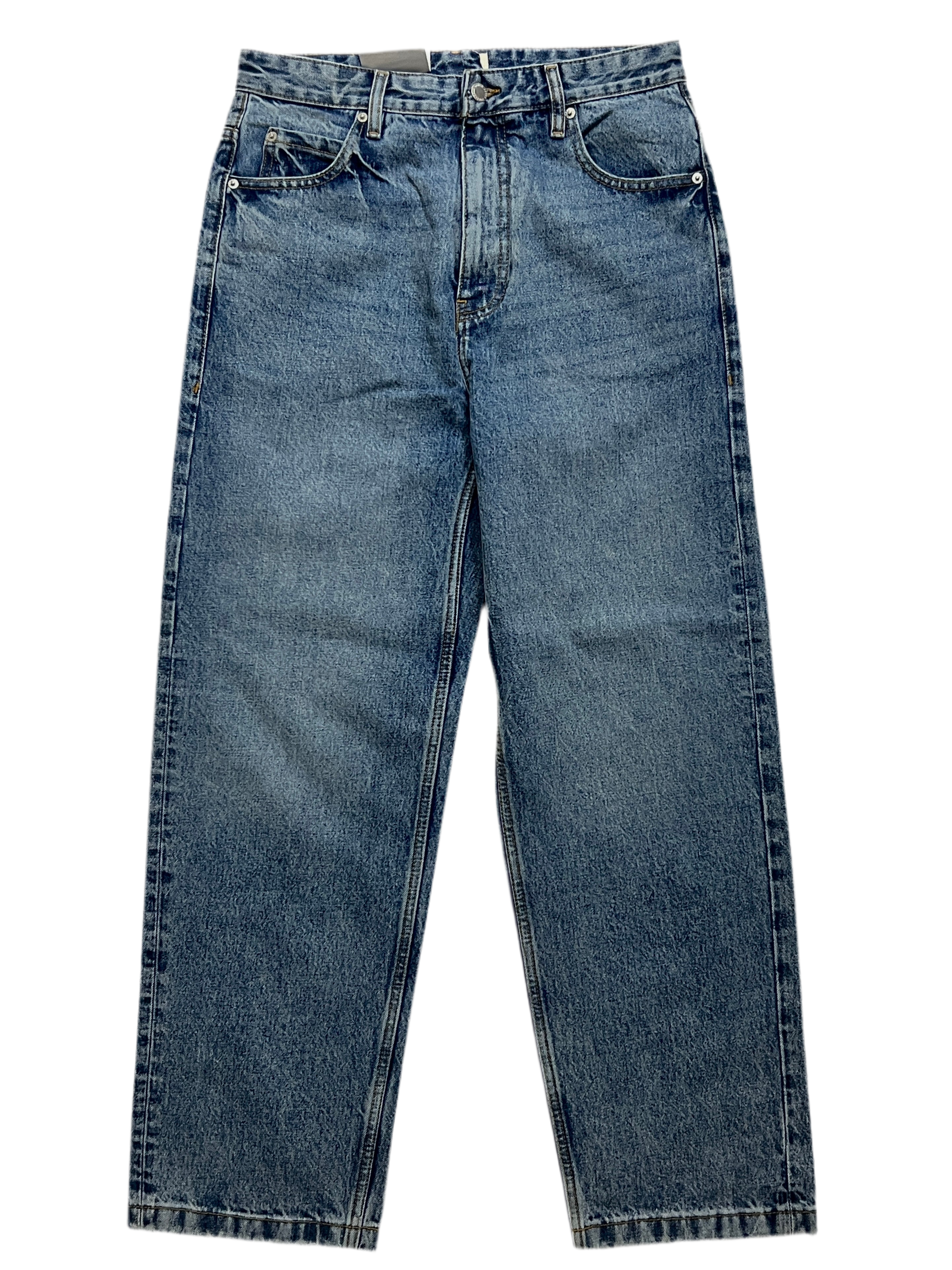 Pair of blue jeans on a white background