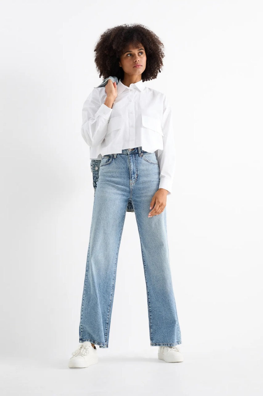 Wide Leg Long Length Jeans