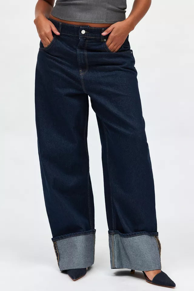 Downfold Blue & black Jeans