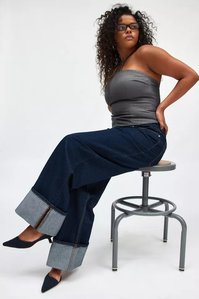 Downfold Blue & black Jeans